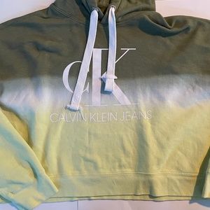 Calvin Klein Jeans, green and yellow ombre cropped hoodie: Size medium $35